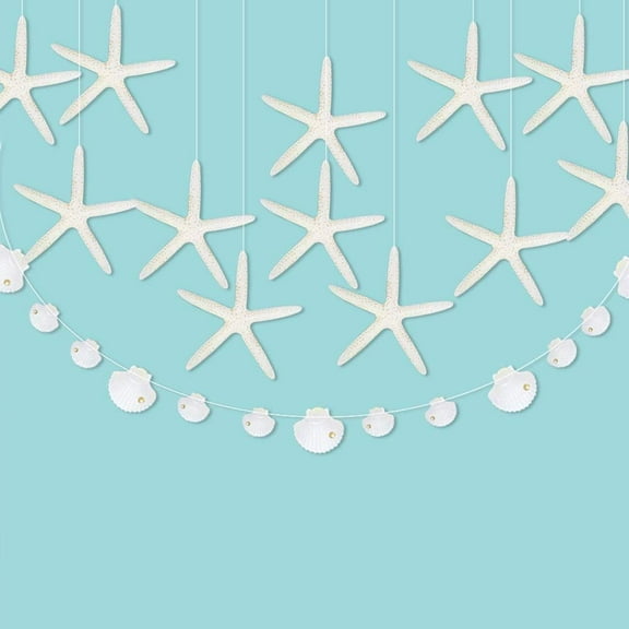 Cheerland Finger Starfish Seashell Garlands, Ocean Nautical Party Supplies