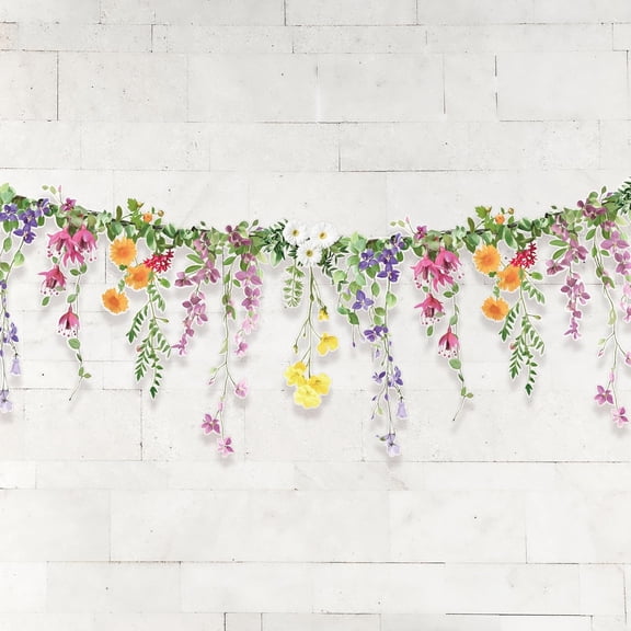 Cheerland Flower Banner Wildflower Garland for Enchanted Garden Party Floral Woodland Theme Picnic Girls Birthday