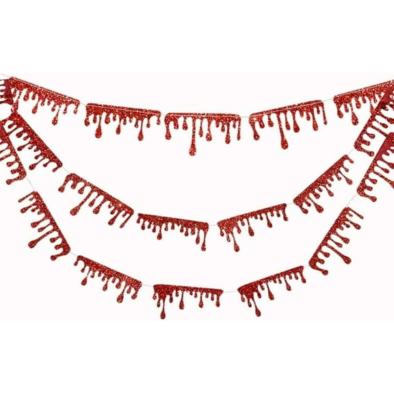 Cheerland Glitter Red Blood Drop Garland Kit for Vampire Diaries Birthday Party, 2-Piece