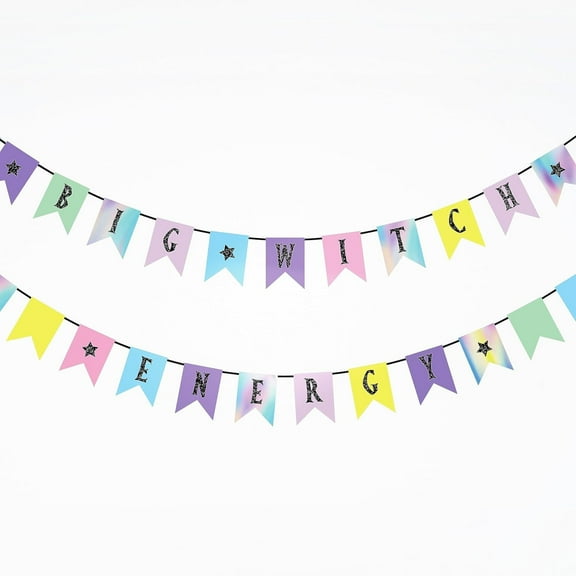 Cheerland Halloween Pastel Witch Backdrop Big Witch Energy Bunting Banners, 2 Pieces
