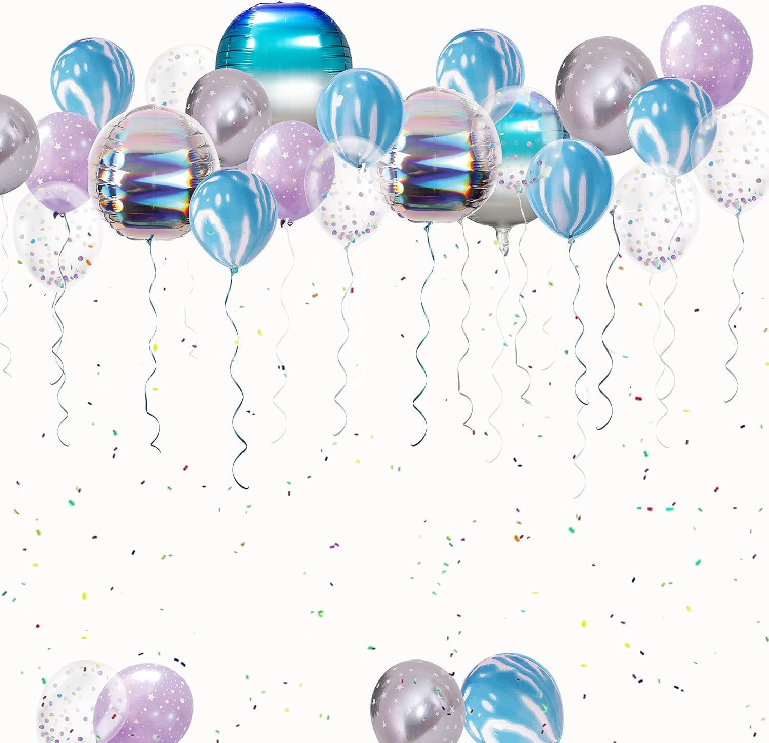 Cheerland Iridescent Balloon Bouquet Holographic Party Decorations, 22 Pieces