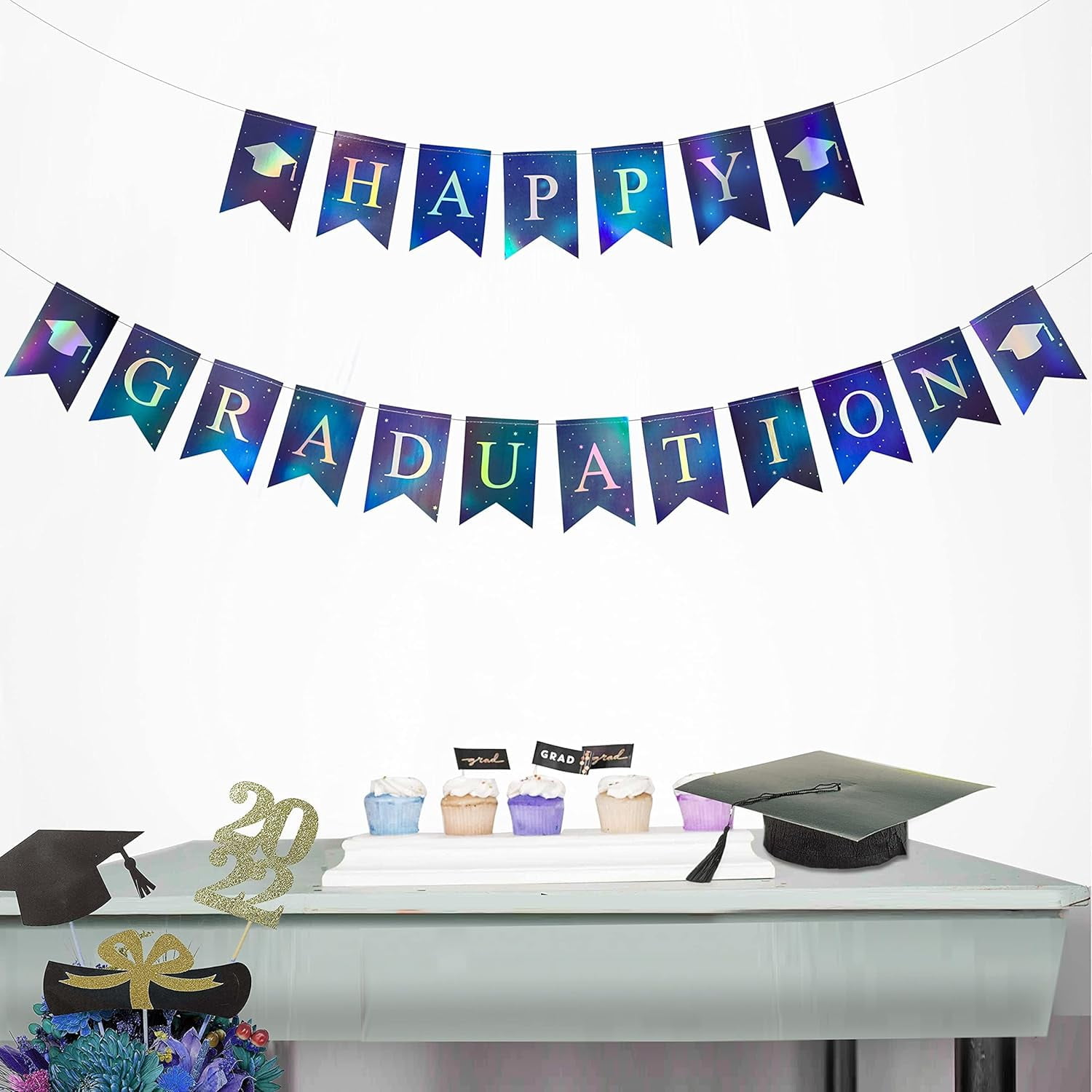 Cheerland Iridescent Graduation Party Decoration, Royal Blue Banner, 11 ...