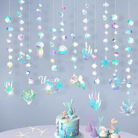 Cheerland Iridescent Under the Sea Party Garland Decoration, 12 Pieces