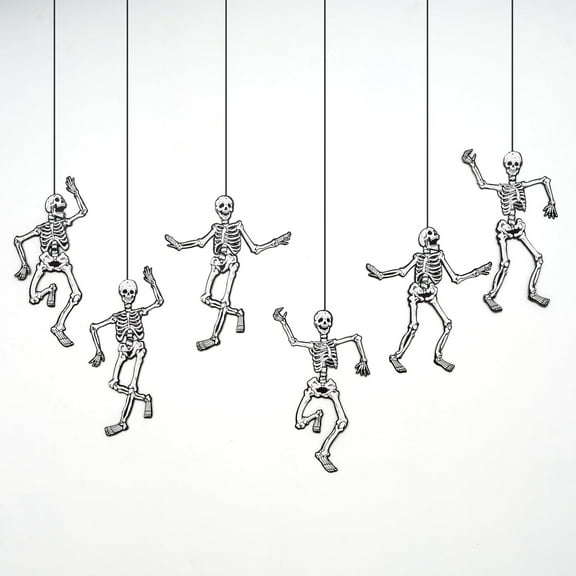 Cheerland Jointed Skeleton Garland for Halloween Gatherings Bone Garland White Skull Dancing Banner