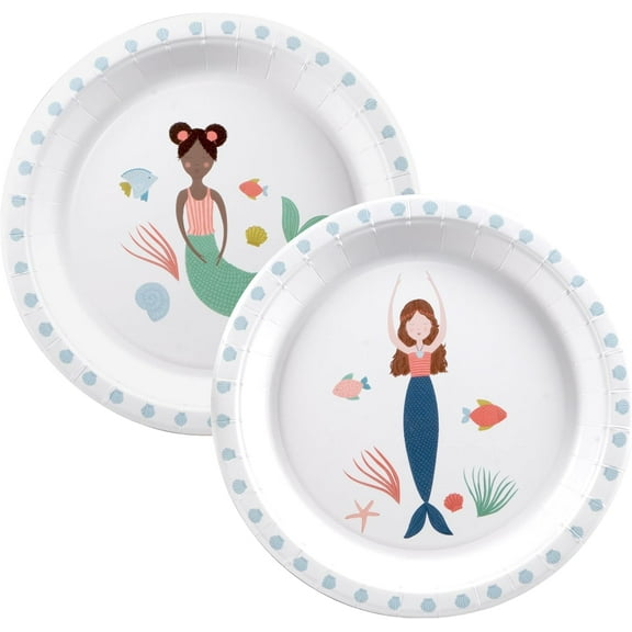 Cheerland Mermaid Party Plates, 24 Count, 9 Inch