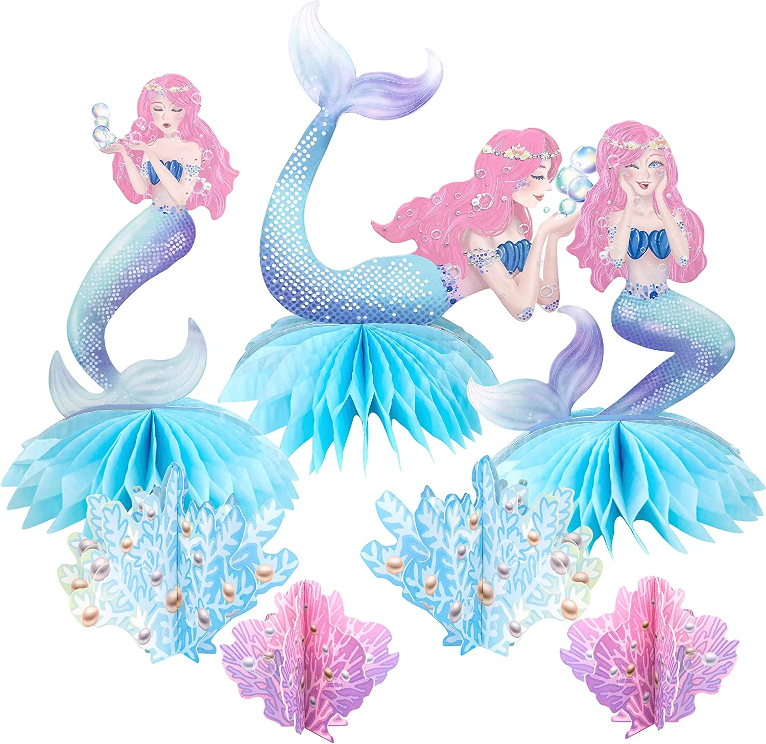Cheerland Mermaid-Themed Centerpieces for Under-the-Sea Parties, 7 Pcs