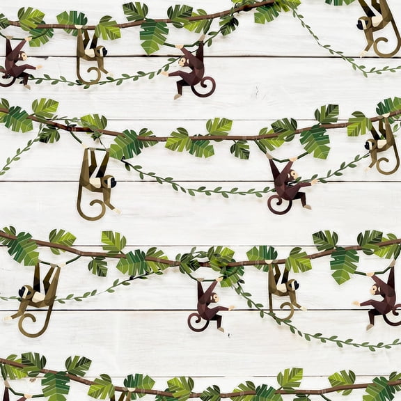 Cheerland Monkey Birthday Decorations Garland Animal Party Decorations Safari Jungle Monkey Themed Birthday Party Banner Zoo Animal Hanging Garlands A Wild One Baby Shower Kids for Safari Decor