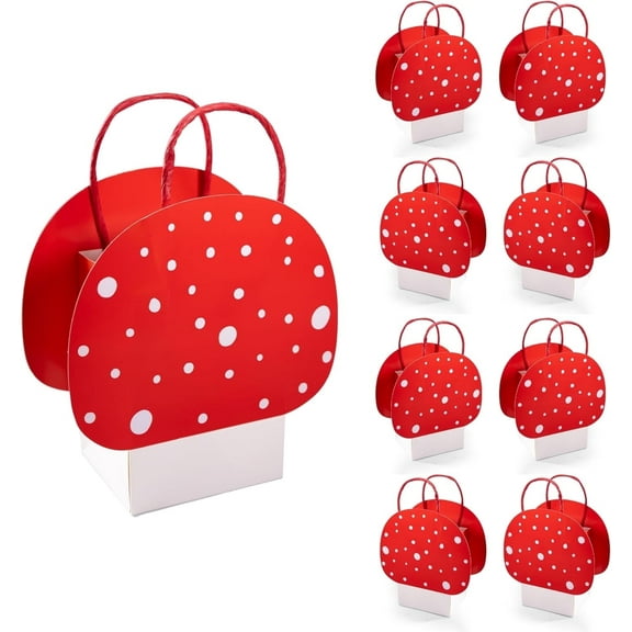 Cheerland Mushroom Bags, Fairy Party Favors, Woodland Birthday Decorations, Pack of 8