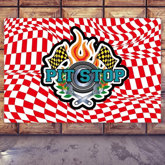 Cheerland Race Theme Backdrop Fabric Checkered Flag Racing Birthday Decoration, 3x5ft