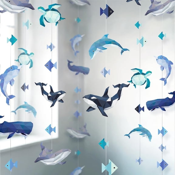 Cheerland Sea Animal Garland Decorations Under The Sea Party Decorations Hanging Whale Birthday Party Ocean Creature Garland Geometric Nautical Orca Ocean Marine Life Aquarium Theme Backdrop 6 Pcs