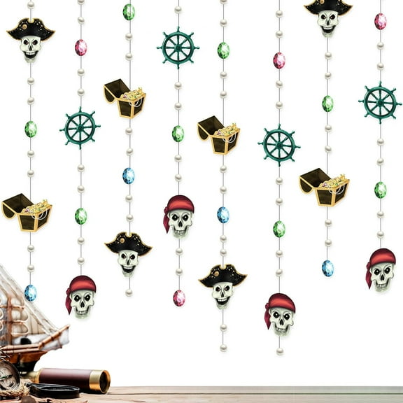 Cheerland Skull Pirate Garlands for Halloween Party Decorations, 4 Pcs