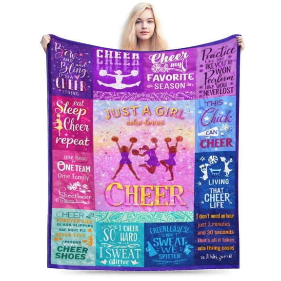 Cheerleader Blanket Gift Cheerleading Lover Throw Blanket Cozy Soft Home Decor Gift for Girls Cheer Team Spirit Pattern Blanket 60x50
