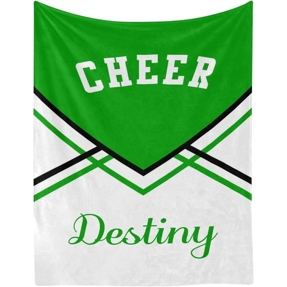 Cheerleader Cheer Print Personalized Blanket with Name Soft Fleece Throw Blankets for Women Men Birthday Wedding Gift 50X60 inch