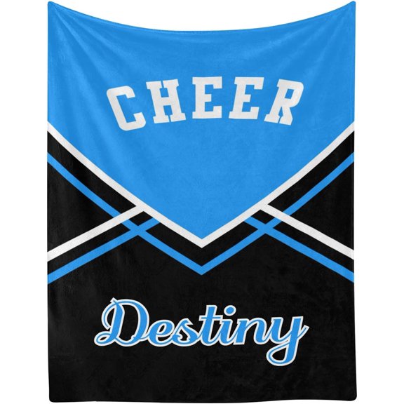Cheerleader Cheer Print Personalized Blanket with Name Soft Fleece Throw Blankets for Women Men Birthday Wedding Gift 50X60 inch