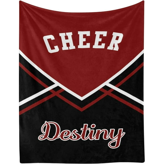 Cheerleader Cheer Print Personalized Blanket with Name Soft Fleece Throw Blankets for Women Men Birthday Wedding Gift 60X80 inch
