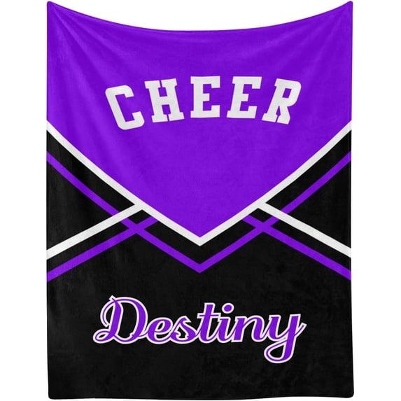 Cheerleader Cheer Print Personalized Blanket with Name Soft Fleece Throw Blankets for Women Men Birthday Wedding Gift 60X80 inch