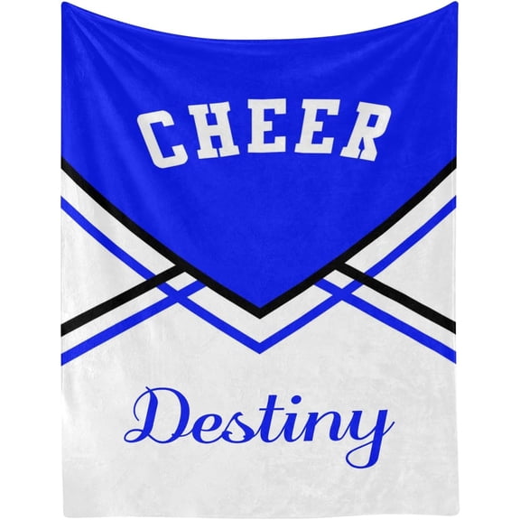 Cheerleader Cheer Print Personalized Blanket with Name Soft Fleece Throw Blankets for Women Men Birthday Wedding Gift 60X80 inch