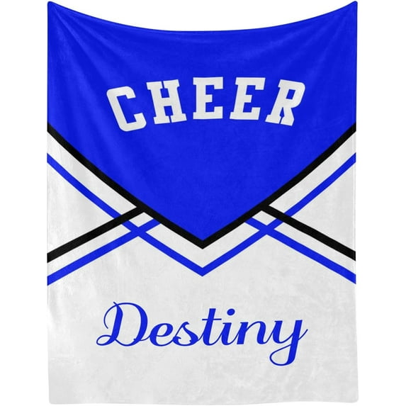 Cheerleader Cheer Print Personalized Blanket with Name Soft Fleece Throw Blankets for Women Men Birthday Wedding Gift 60X80 inch