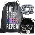 thumbnail image 1 of Cheerleader Gift Bundle, Cheer She Did Bangle Bracelet, Drawstring Bag and Scrunchie Gift Set, Girls and Women Cheerleading Accessories, Premium Cheer Scrunchie for Cheerleaders and Teams, 1 of 10