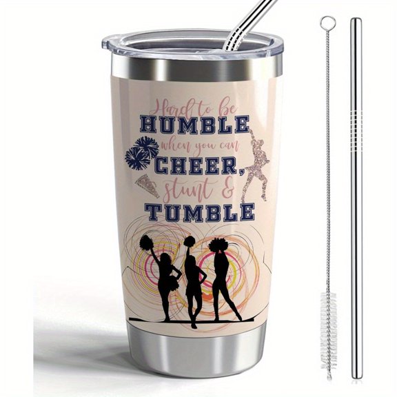Cheerleader Gift Cheer 20oz Tumbler with Lid and Straw Insulated Tumbler Coffee Mug Hot Cold Coffee Travel Mug Cup for Festival Birthday Christmas Holiday Anniversary