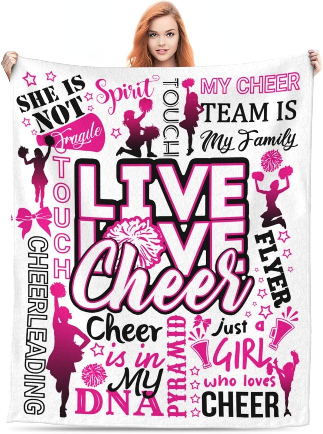 Cheerleader Gifts Blanket Soft Flannel Blankets Cheer Gifts for Cheerleaders Cheerleading Gifts for Girls Kids Warm Birthday Throw Blanket Comfortable Bed Blanket for Home All Season Blanket 40"x30"