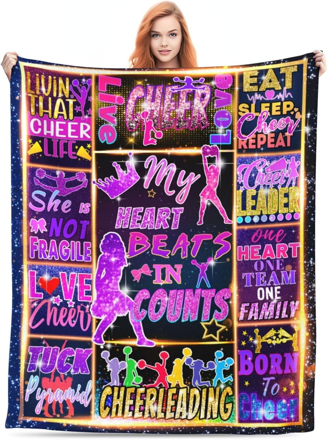 Cheerleader Gifts Blanket Soft Flannel Blankets Cheer Gifts for Cheerleaders Cheerleading Gifts for Girls Kids Warm Birthday Throw Blanket Comfortable Bed Blanket for Home All Season Blanket 50"x40"