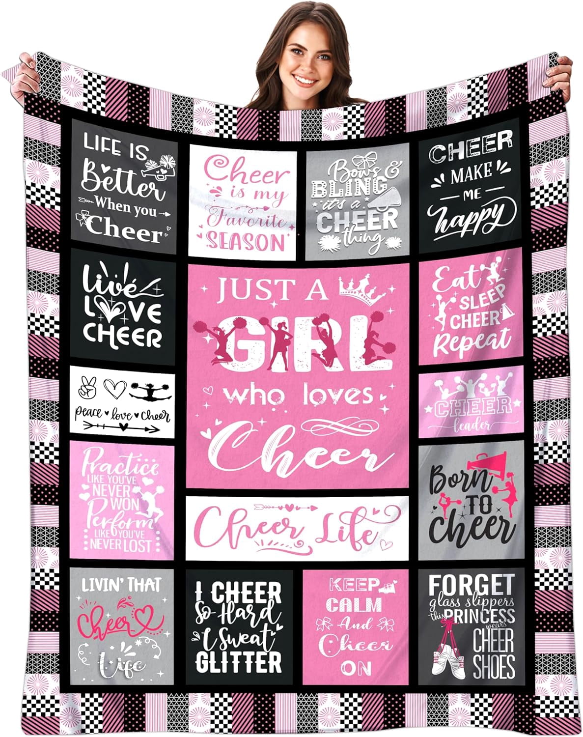 Cheerleader Gifts Blanket for Girls Women Ultra Soft Flannel Cheer Throw Blanket Merch Cheerleading Gifts for Cheer Team Cheer Lovers Stuff 60"x50"