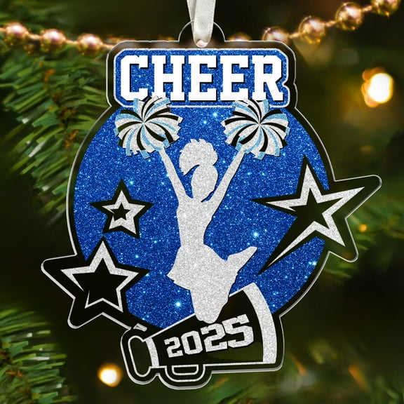 Cheerleader Gifts - Cheerleader Gifts for Girls, Senior Night Cheerleaders - Cheerleading Christmas Ornament for Girls Teens, Captain Team, Women - Blue White Christmas Ornament 2025