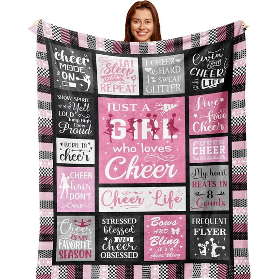 Cheerleader Gifts Women/Female, Unique Cheer Blanket for Girls on Birthday/Christmas, Best Cheerleading Gift Ideas, Cheer Competition Stuff Soft Blanket 60X50in