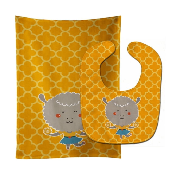 Cheerleader Lamb Sheep Baby Bib and Burp Cloth