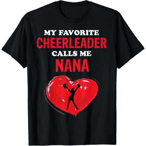 Cheerleader Nana Quote Heart for Women Short Sleeve Graphic T-Shirt