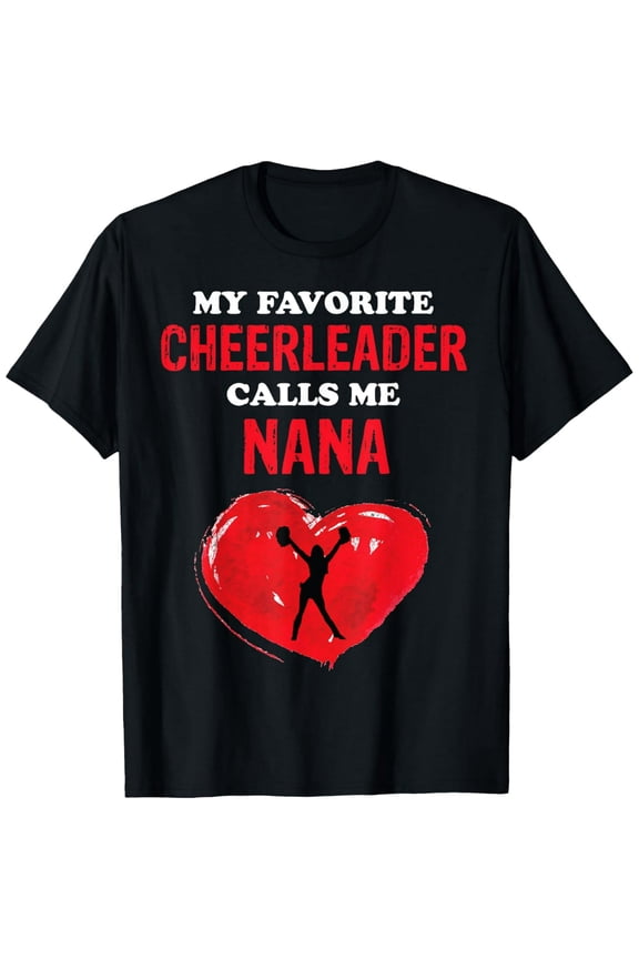 Cheerleader Nana Quote Heart for Women Short Sleeve Graphic T-Shirt