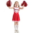 thumbnail image 1 of Cheerleader Outfit For Girls Sleeveless Cheerleading Team Stage Performance Dance Dressy Red 150, 1 of 5