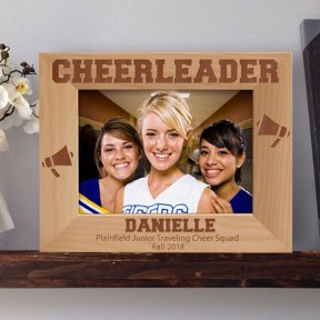 Cheerleader Personalized Wooden Picture Frame-10" x 8" Brown Horizontal