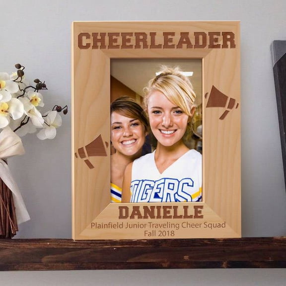 Cheerleader Personalized Wooden Picture Frame 4" x 6" Brown (Vertical)