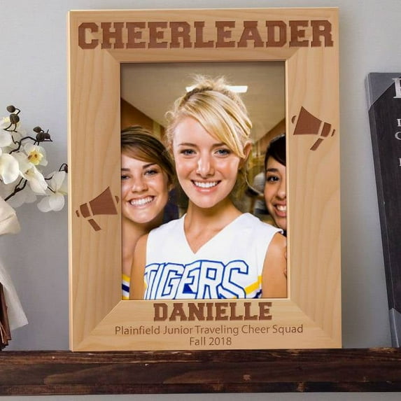 Cheerleader Personalized Wooden Picture Frame 8" x 10" Brown (Vertical)