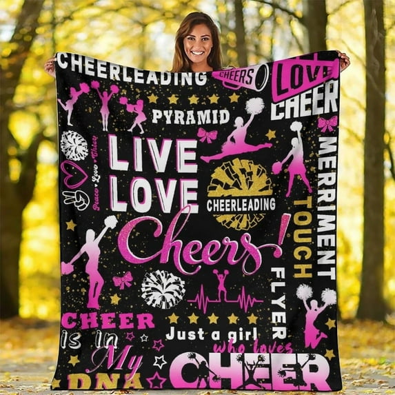 Cheerleader Throw Blanket for Couch Christmas Blanket Soft Fleece Cozy Plush Cheerleader Blanket Winter Lap Warming Bed Blanket