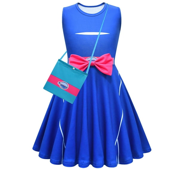 Cheerleader Vampire Costume with Bag for Girls Short Sleeve or Sleeveless Halloween Outfits, 4-5Y