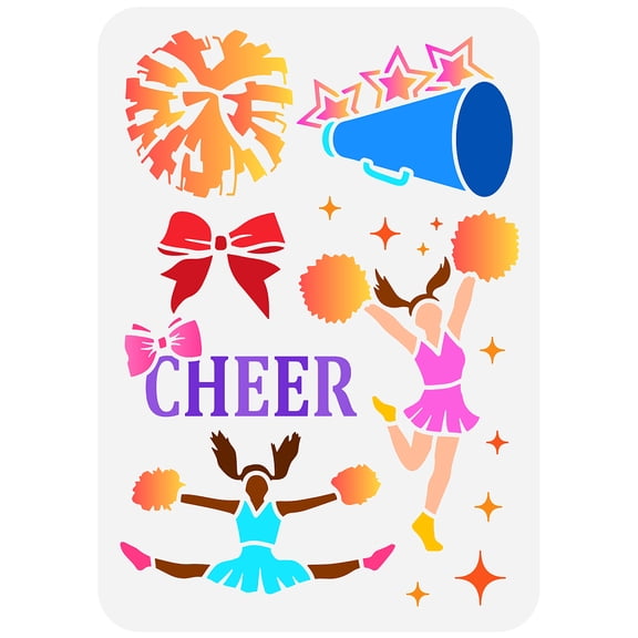Cheerleaders Reusable Painting Stencil - 8.3x11.7 inch Dancer Cheerleading Bouquet Template Tie Stencil for Sports Ground Gymnasium