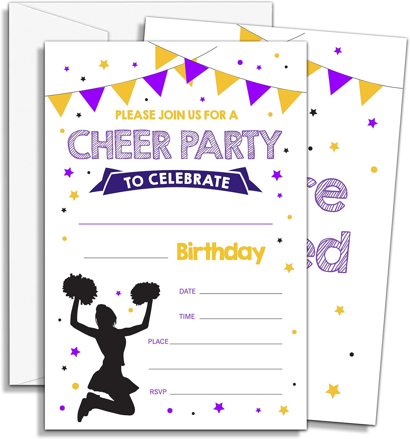 Cheerleading Birthday Invitations Girl Sibling Party Invitation (20