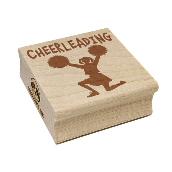 Cheerleading Cheerleader Fun Text Square Rubber Stamp Stamping Scrapbooking Crafting - Small 1.25in