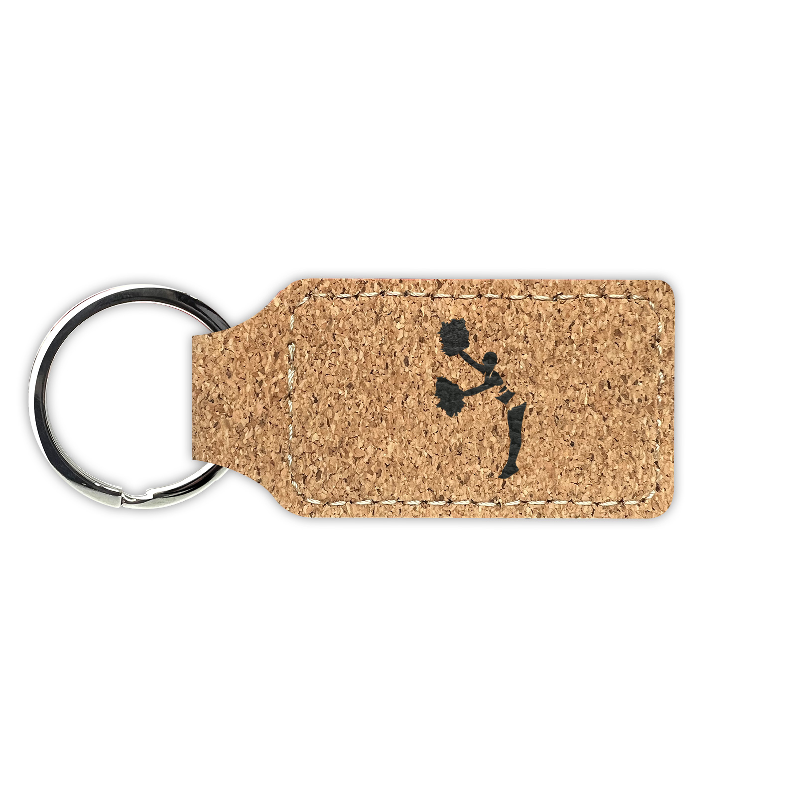 Cheerleading Cheerleader Keychain Leatherette Rectangle Laser Engraved Many Colors Key Chain Ring cheer v1 Cork Walmart