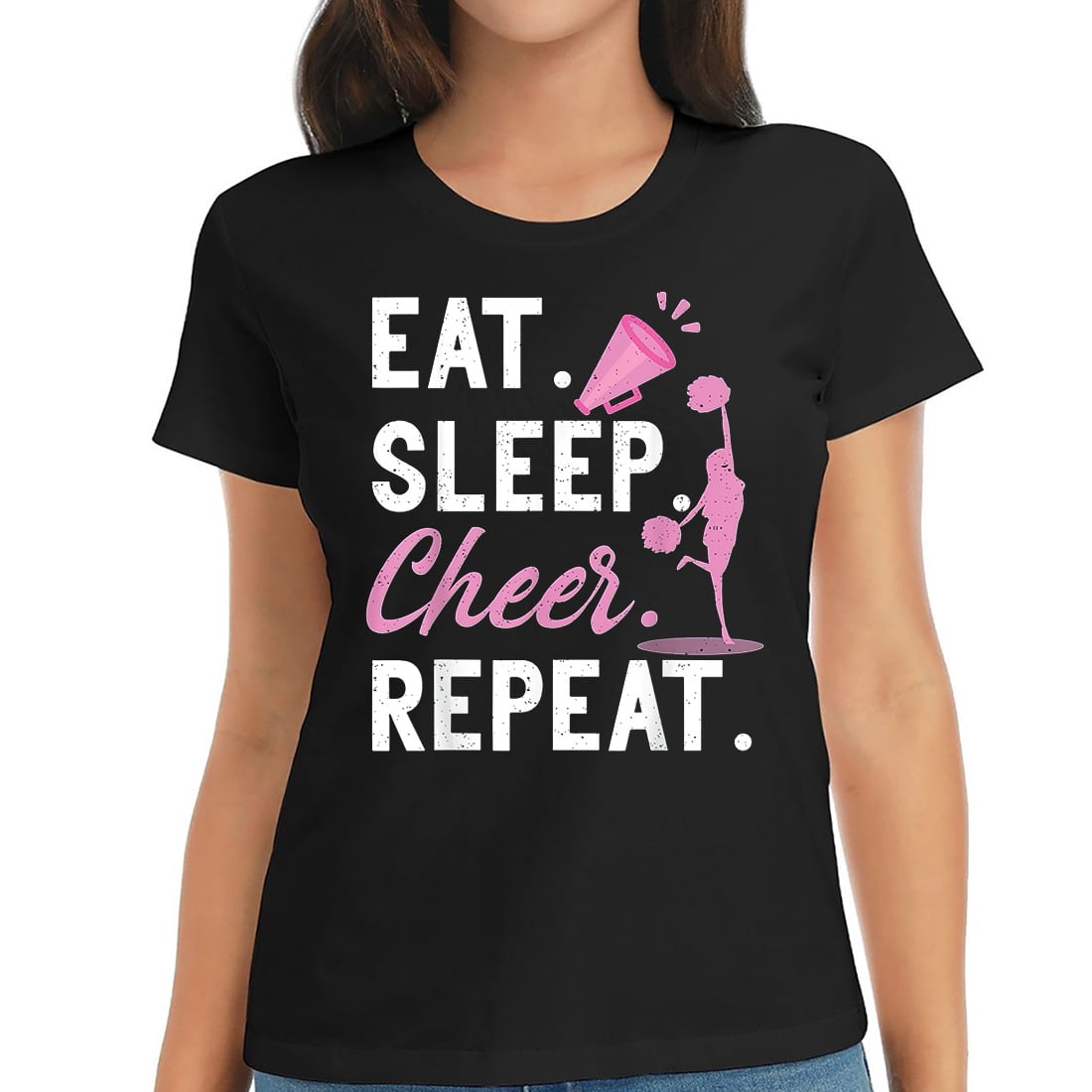 Funny Cheerleading T-Shirt 'Eat Sleep Cheer Repeat'