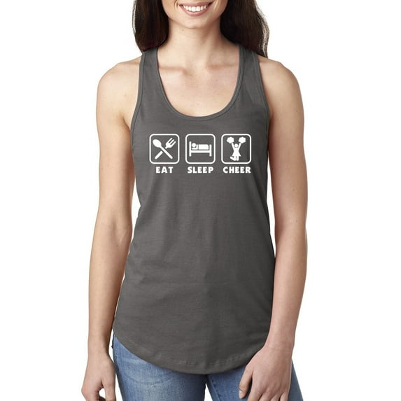 Cheerleading Eat Sleep Cheer Girl Sports Ladies Racerback Tank Top, Dark Grey, Large