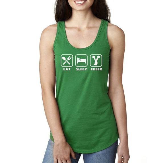 Cheerleading Eat Sleep Cheer Girl Sports Ladies Racerback Tank Top, Kelly, Small