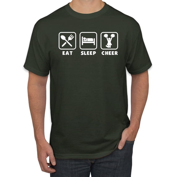 Cheerleading Eat Sleep Cheer Girl Sports Men's Graphic T-Shirt, Forest Green, 3XL