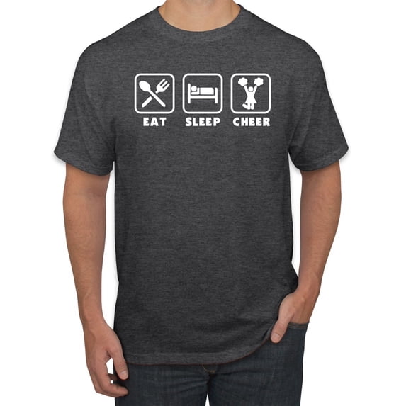 Cheerleading Eat Sleep Cheer Girl Sports Men's Graphic T-Shirt, Heather Black, 5XL