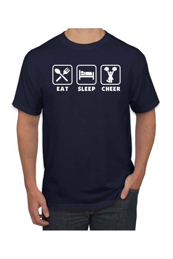 Cheerleading Eat Sleep Cheer Girl Sports Men's Graphic T-Shirt, Navy, 5XL