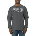 thumbnail image 1 of Cheerleading Eat Sleep Cheer Girl Sports Mens Long Sleeve Shirt, Charcoal, Medium, 1 of 3