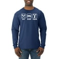 thumbnail image 1 of Cheerleading Eat Sleep Cheer Girl Sports Mens Long Sleeve Shirt, Navy, Small, 1 of 3
